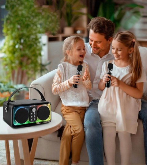 Zestaw Karaoke Braders Bluetooth głośnik + 2 mikrofony LED impreza party