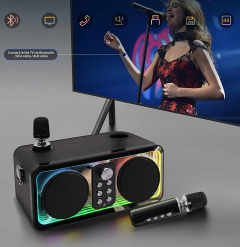 Zestaw Karaoke Braders Bluetooth głośnik + 2 mikrofony LED impreza party