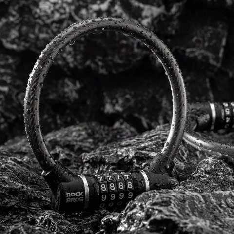 Zapięcie rowerowe Rockbros 87639-4 na szyfr linka stalowa - czarne