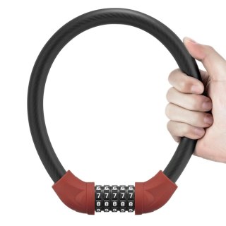 Zapięcie rowerowe Rockbros RKS870-BK na szyfr linka stalowa 85 cm - czerwone