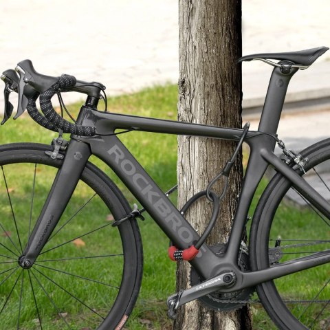 Zapięcie rowerowe Rockbros RKS870-BK na szyfr linka stalowa 85 cm - czerwone