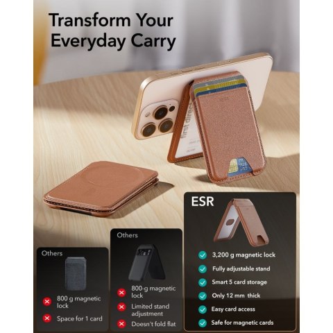 ESR CLASSIC RFID MAGNETIC WALLET STAND MAGSAFE BROWN
