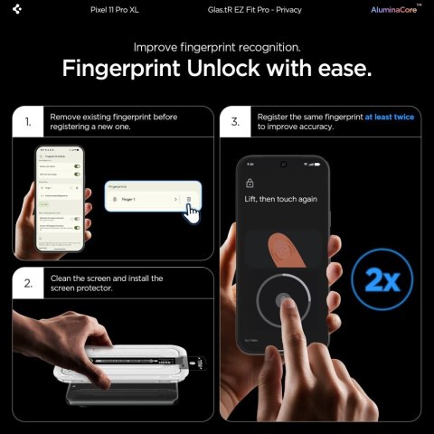 SZKŁO PRYWATYZUJĄCE SPIGEN GLAS.TR EZ FIT PRO AC 2-PACK GOOGLE PIXEL 9 PRO XL / 10 PRO XL / 11 PRO XL PRIVACY
