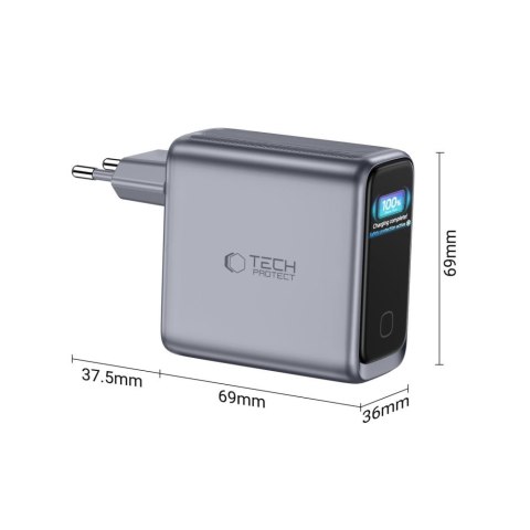 TECH-PROTECT POWERVISION NC140W-GAN 4-PORT NETWORK CHARGER PD 140W / QC3.0 DARK GREY