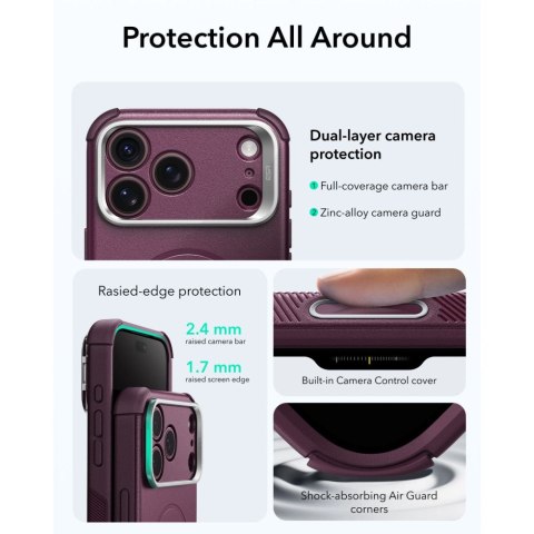 ESR CYBER TOUGH KICKSTAND MAGSAFE IPHONE 17 PRO / 18 PRO DEEP BURGUNDY