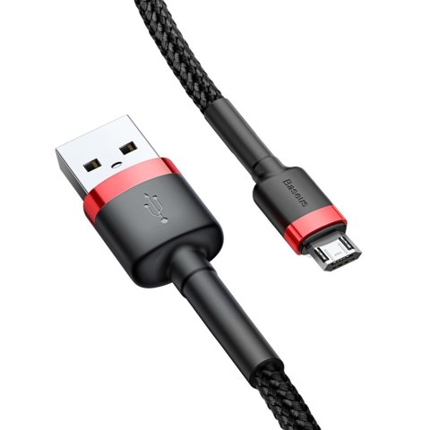 Baseus Cafule Cable wytrzymały nylonowy kabel przewód USB / micro USB QC3.0 1.5A 2M czarno-czerwony (CAMKLF-C91)