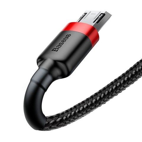 Baseus Cafule Cable wytrzymały nylonowy kabel przewód USB / micro USB QC3.0 1.5A 2M czarno-czerwony (CAMKLF-C91)