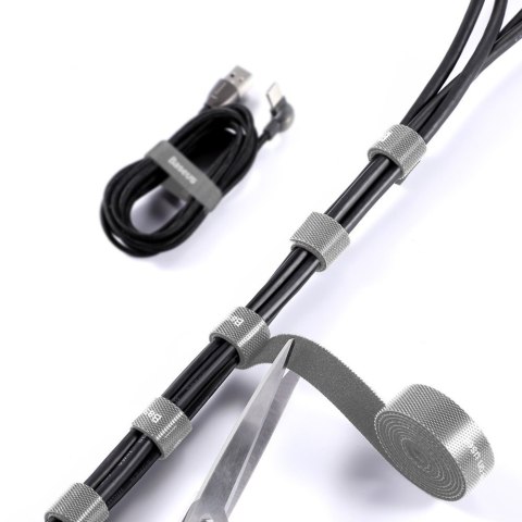 Baseus Rainbow Circle Velcro Straps - taśma rzepowa rzep organizer kabli 3m szary(ACMGT-F0G)