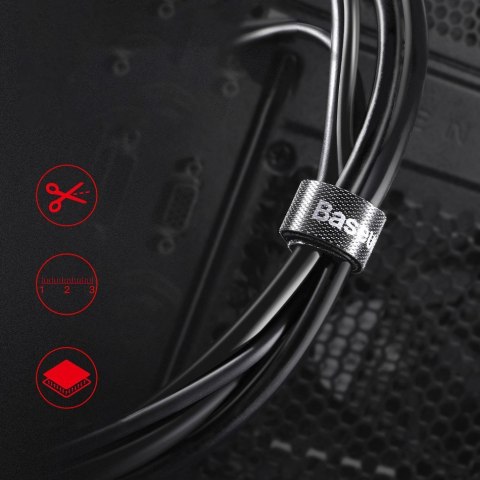 Baseus Rainbow Circle Velcro Straps - taśma rzepowa rzep organizer kabli 3m szary(ACMGT-F0G)