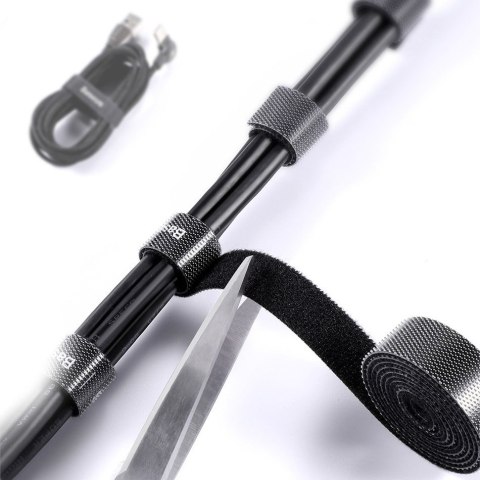 Baseus Rainbow Circle Velcro Straps - taśma rzepowa rzep organizer kabli 3m szary(ACMGT-F0G)