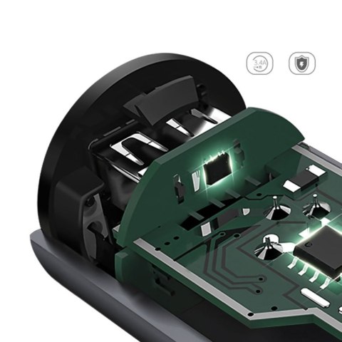 Ładowarka samochodowa 2x USB 3.1A szary