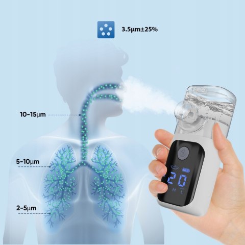 Inhalator mesh LCD - akumulatorowy nebulizator dla dzieci i dorosłych cichy