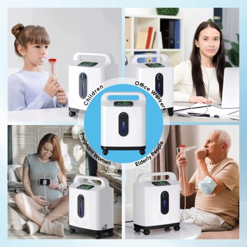 Koncentrator domowy domowy 1-8 l/min, do 93% nebulizacja, timer, na kółkach