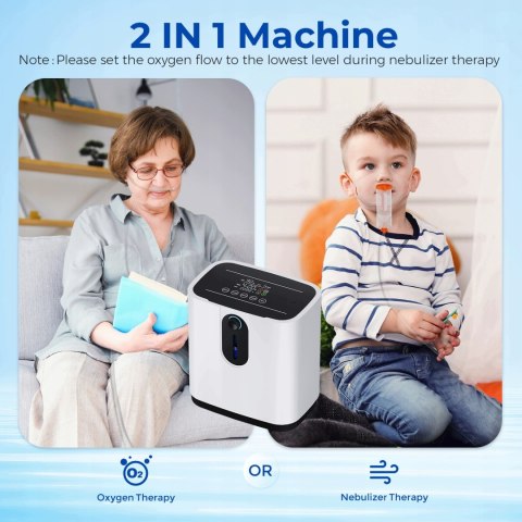 Koncentrator tlenu 1-7 L/min, do 90%, nebulizacja, pilot, ekran dotykowy