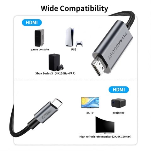 TECH-PROTECT ULTRABOOST CABLE USB-C TO HDMI 2.1 8K 60HZ 300CM IRON GREY