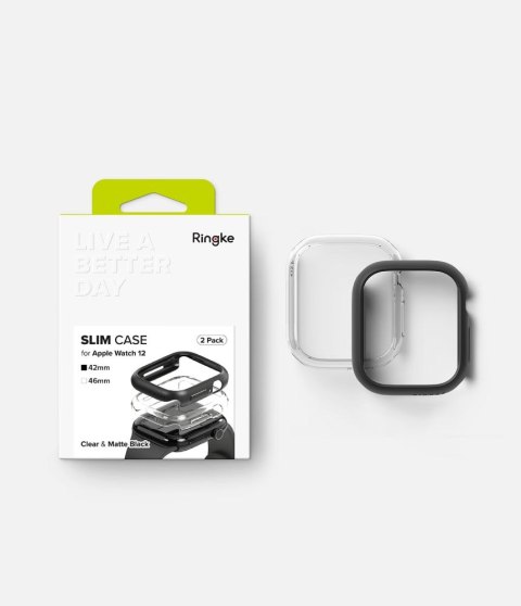 RINGKE SLIM 2-PACK APPLE WATCH 12 (42 MM) CLEAR & MATTE BLACK