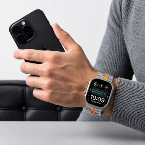 TECH-PROTECT STAINLESS APPLE WATCH 8 / 9 / 10 / 11 / 12 / SE / ULTRA (44 / 45 / 46 / 49 MM) TITANIUM/ORANGE