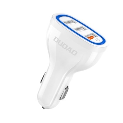 Ładowarka samochodowa szybkie ładowanie Quick Charge 3.0 QC3.0 2.4A 18W 3x USB biały