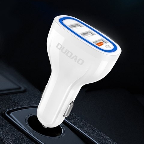 Ładowarka samochodowa szybkie ładowanie Quick Charge 3.0 QC3.0 2.4A 18W 3x USB biały