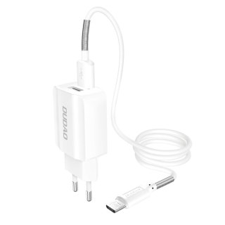 Ładowarka sieciowa EU 2x USB 5V/2.4A + kabel micro USB biały (A2EU + Micro white)