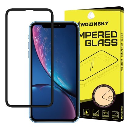 Super wytrzymałe szkło hartowane 5D Full Glue na cały ekran z ramką do iPhone XR / iPhone 11 czarny