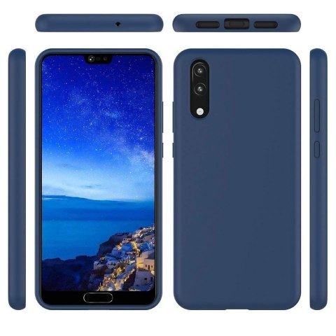 Elastyczne silikonowe etui pokrowiec do Huawei P20 Lite ciemnoniebieski