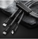 Kabel nylonowy 3w1 Dux Ducis K-ONE USB - micro USB / Lightning / USB-C 2.4A 1,2M czarny