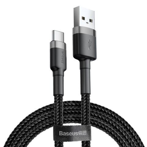 Baseus Cafule Cable wytrzymały nylonowy kabel przewód USB / USB-C QC3.0 3A 0,5M czarno-szary (CATKLF-AG1)