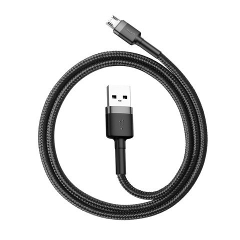 Baseus Cafule Cable wytrzymały nylonowy kabel przewód USB / micro USB QC3.0 2.4A 0,5M czarno-szary (CAMKLF-AG1)