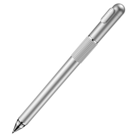 Baseus Golden Cudgel dwustronny pojemnościowy rysik disc stylus + żelopis długopis srebrny (ACPCL-0S)