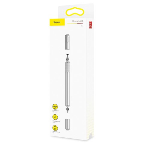 Baseus Golden Cudgel dwustronny pojemnościowy rysik disc stylus + żelopis długopis srebrny (ACPCL-0S)