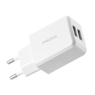 Ładowarka sieciowa adapter 2x USB 2.1A + kabel USB / micro USB 1M biały (EU)