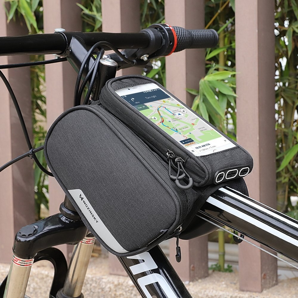 Torba rowerowa na ramę + odczepiany pokrowiec na telefon do 6,5 cala 1.5L czarny